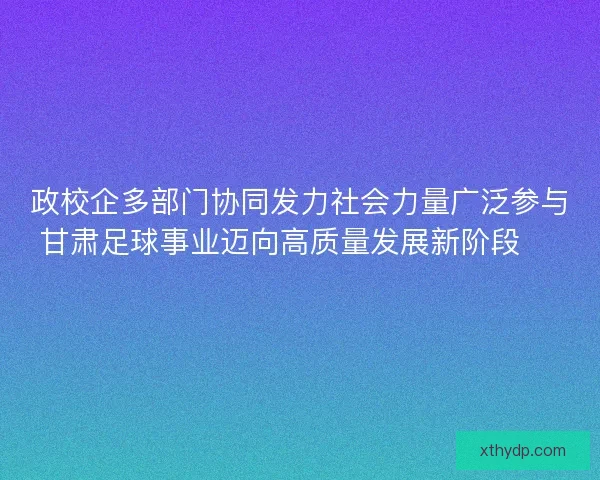 政校企多部门协同发力社会力量广泛参与甘肃足球事业迈向高质量发展新阶段 ⚽️