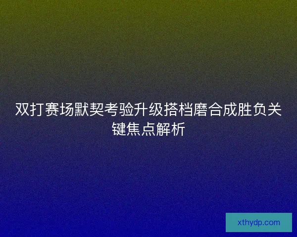 双打赛场默契考验升级搭档磨合成胜负关键焦点解析